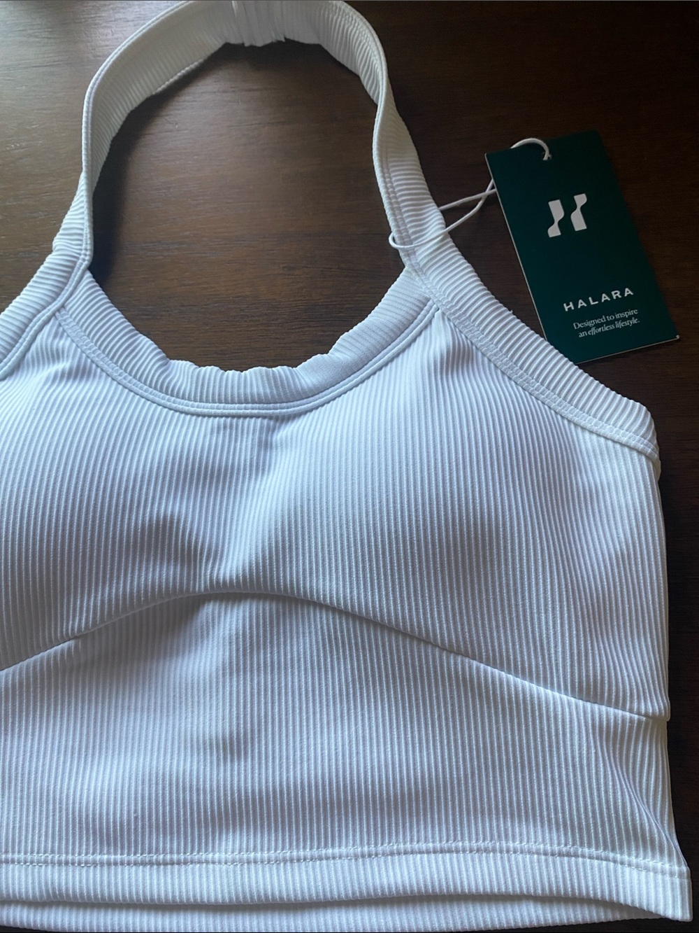 HALARA White Ribbed Halter Sports Bra Size XS - Picture 4 of 15